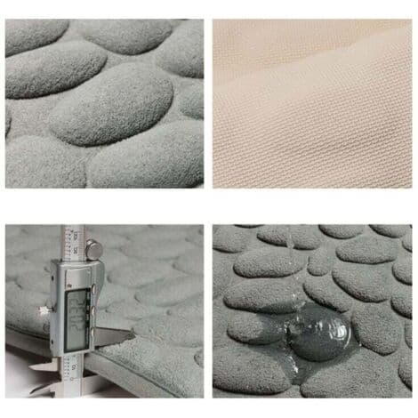 Absorberende, sklisikker badematte av polyesterfiber – Korallfleece-stoff – Sklisikker SBR-bakside – 40 x 60 cm