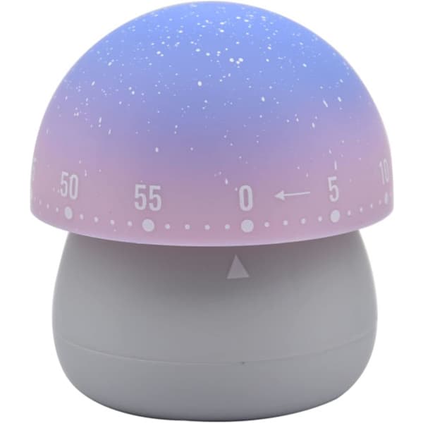 Mekanisk timer med soppdesign for barn, tidsstyring for matlaging, hjem, klasserom, studier, daglig bruk (Grå)