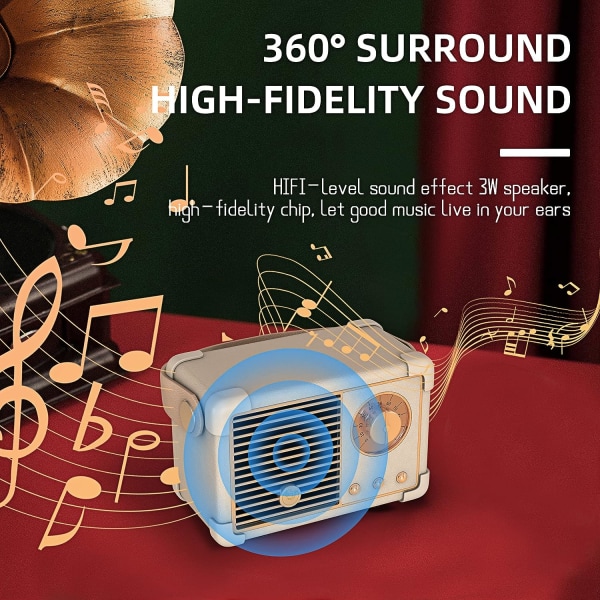 Trådløse retro Bluetooth-høyttalere Utendørs bærbare vintage-høyttalere Oppladbare minihøyttalere med kraftig lydstøtte for håndfrie samtaler (hvit)