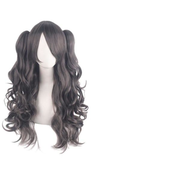 Lolita Langt Krøllet Clip On Hestehale Cosplay Parykk, Dobbel Hestehale Tiger Clip Lang Krøllet Parykk (Grå), wz-1351 (FMY)