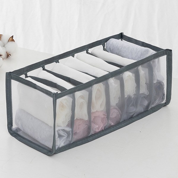 Underwear Bra Storage Organizer Box Socks Ties Grey Square 6 grid