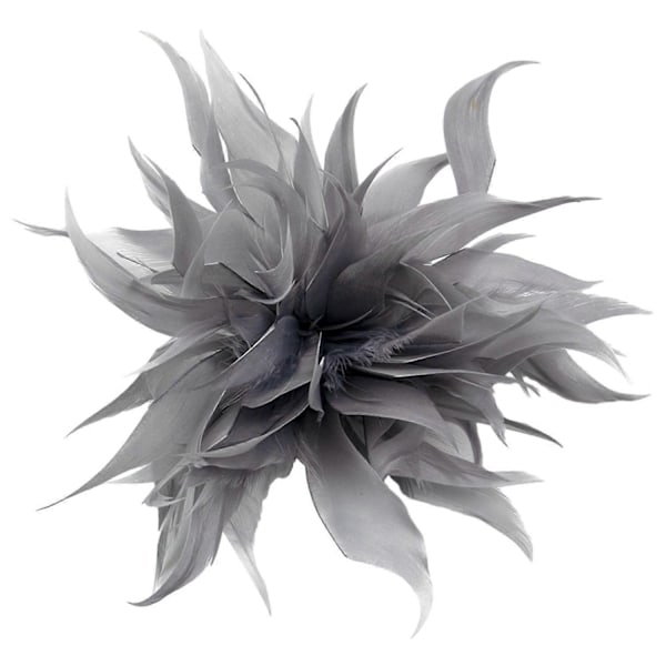 Tyg Fjäder Blomma Brosch Dekorativ Kläd Nål Kostym Krage Sjal Halsduk Badge Kvinnor Bröllop Fest Grey