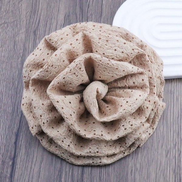 Stor blomst broche stof håndlavede brocher khaki
