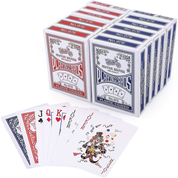 12 decks playing cards 54 of standard index poker cards 6 blue and 6 red smooth cardboard playing cards perfect for party gifts games (6.3 * 8.