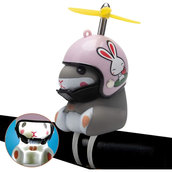 Pyöräkello Valolla ja Kypärällä, Söötti Eläin Pyörän Torvi, Kojelaudan Koristeleminen Leikkikalu Moottoripyörä Pyöräkellot Liimatut Koristeet Pink rabbit helmet mouse