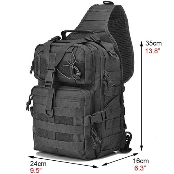 Canvas Sling Bag Ryggsekk Skulderbrystpakke for Menn Kvinner Reise Utendørs Forretning Bærbar Sykling Jakt Vandring Camping Ryggsekk Dagstursekk #33black(nylon)