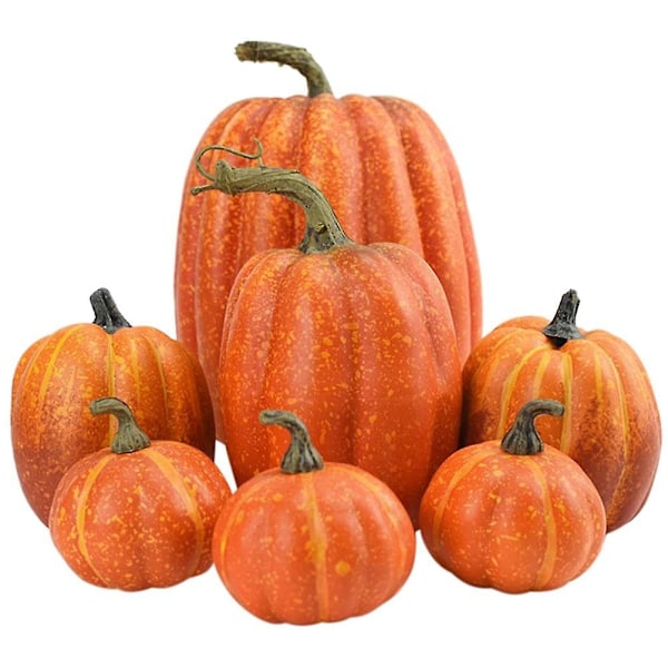 Artificial Pumpkin Decoration Set - 7PCS Halloween and Thanksgiving Home Table Decor