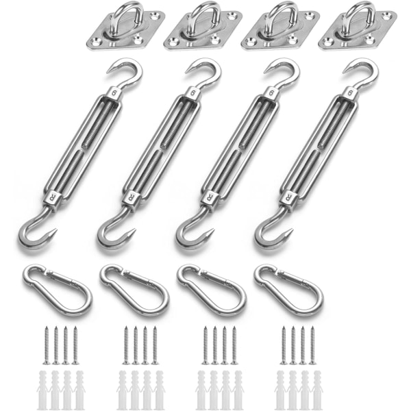 Set, stainless steel sun protection sail Mounting accessories for hardware