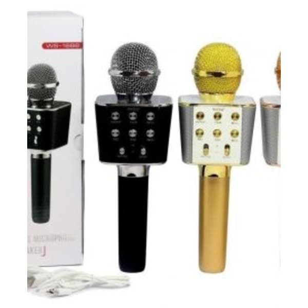 LAGERSALG KTV bluetooth mikrofon karaoke indbyggede højttalere WS1688 original guld