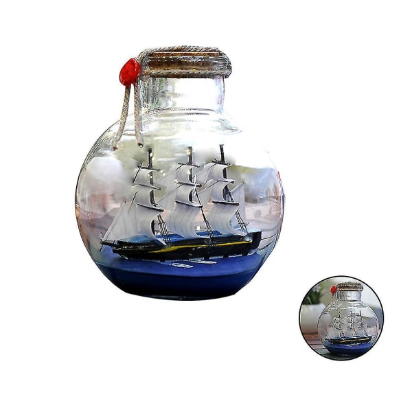 Ship In A Glass Bottle Dekor, Håndlaget Pirat Seilbåt Gave, Rom Dekor, Hjemmekontor Dekor, Nautical Battle Ship, Middelhavet Ønskeflaske Gif large