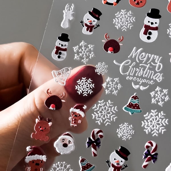 Julnagelkonst 5D Präglad Julnageldekaler Snöflinga Flow F