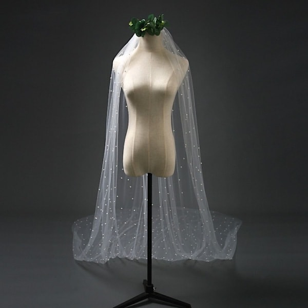 Helmihääliina kammalla - Hääliina ivory 100CM