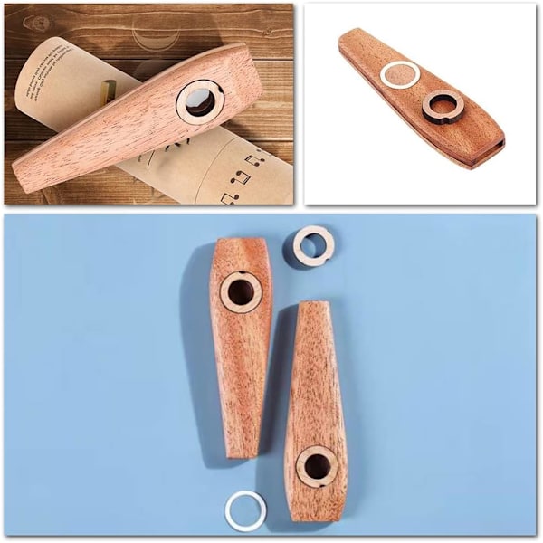 Træ Kazoo Instrument Træ Fløjte Træ Harmonika til Festivaler, Karnevaler, Instrumental Akkompagnement, Bands sort