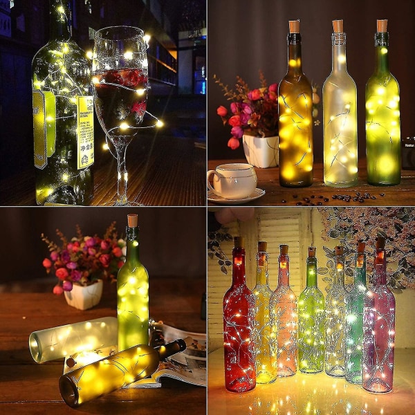 12 stk. flaske lys, kork lys til vinflasker, 2m 20 LED fe lys