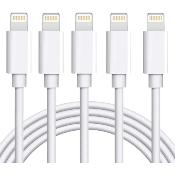 5X Lightning USB-kabel til Apple for din iPhone, iPad 1m Hvit