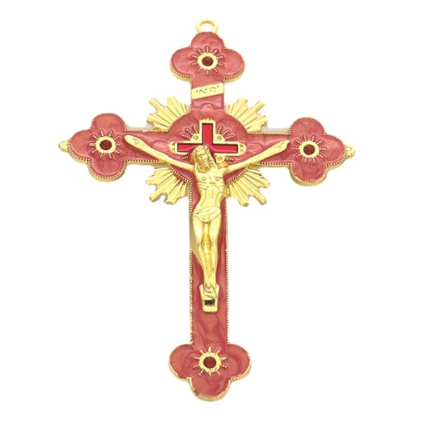 Metallkristallblommigt Korsfästelse för Kors Andlig Religiös Jesus Katolsk Välsignelse Tro Gåvor Bön Kyrka Dekor 1