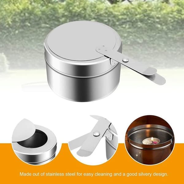 Sett med 2 alkoholbrennere i rustfritt stål – mini-matvarmere ideelle for grilling, fester og buffeter