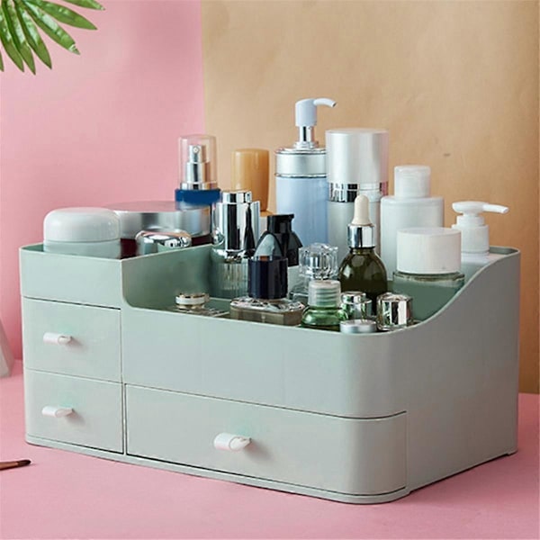 Makeup Organizer med Skuffer, Kapacitet Bordplade Organizer til Toiletbord, Badeværelse og Soveværelse Skrivebord Kosmetik Organizer