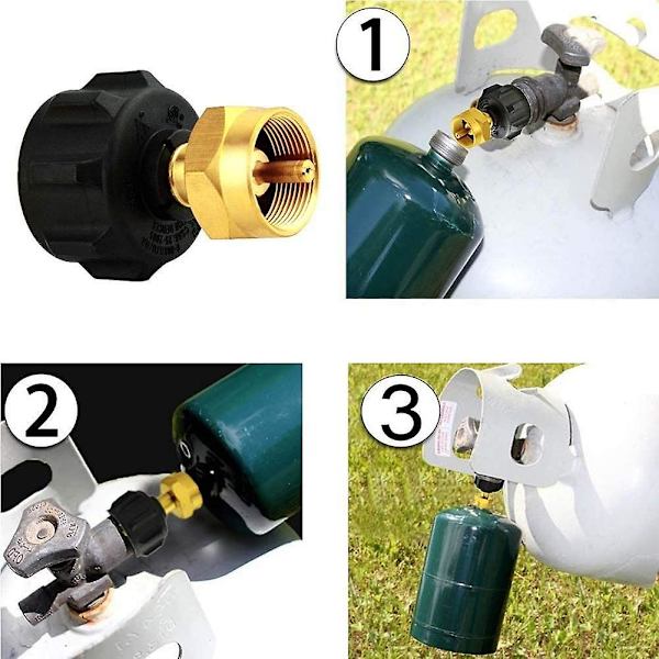 QCC1 Propangasadapter, Reguleringsventil og Steak Saver Adapter til Engangscylinder Propangas