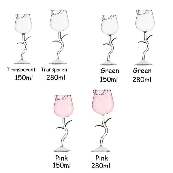 Roseblomst vinglass 150/280ml Roseformet vinglass Rosefest vinkopp Ny
