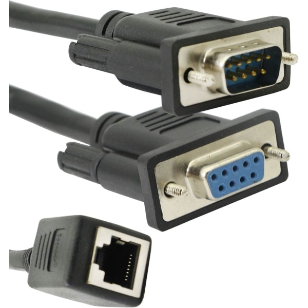 DB9 RS232 till RJ45, DB9 9-stifts seriell port hona & hane till RJ45 CAT5 CAT6 Ethernet LAN förlängning adapterkabel-2st (kabel)