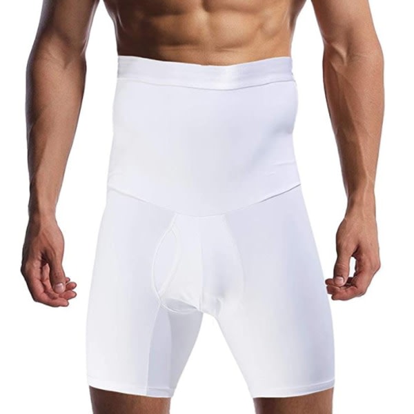 Herr Slimming Body Shaper Tummy Boxer Briefs med hög midja white L