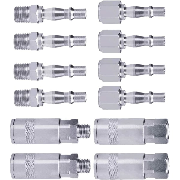 12 stk Hurtigkoblinger Luftkompressorkoblinger 1/4\" BSP Koblinger Europeiske Luftslangekoblinger Koblinger Lufttilbehør Komprimert