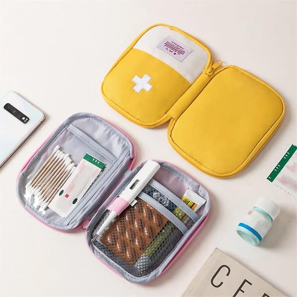 Opbevaringspose til medicin Mini tom nødhjælpspose til nødsituationer Yellow Extra Large