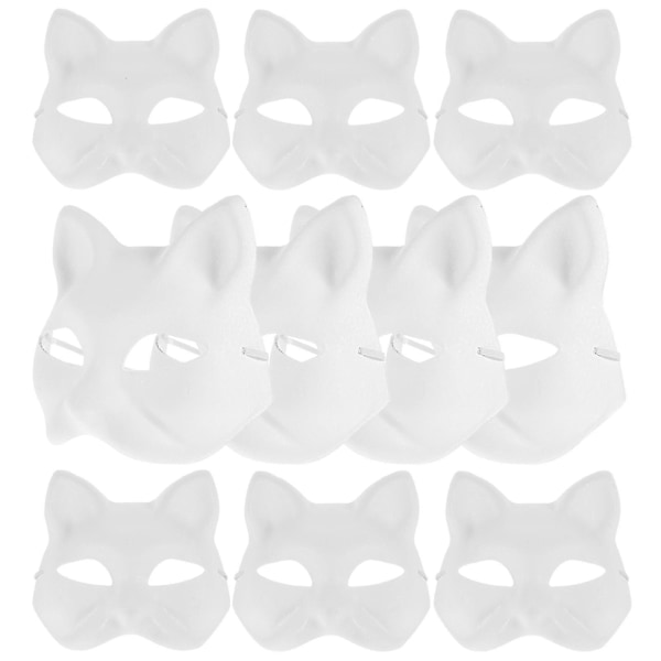 20 stk Blanke Kattmasker Papir Blanke Masker DIY Håndmalte Kattmasker Rekvisitter