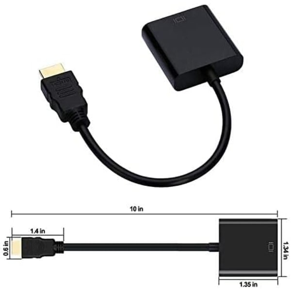 HDMI til VGA Adapter Han til Hun Konverter Adapter 1080P til Tablet PC Laptop Sort