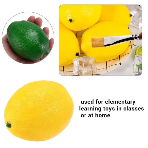 8-pak kunstige citroner Limefrugt til vasefyld Hjemmekøkken Festdekoration, gul og grøn