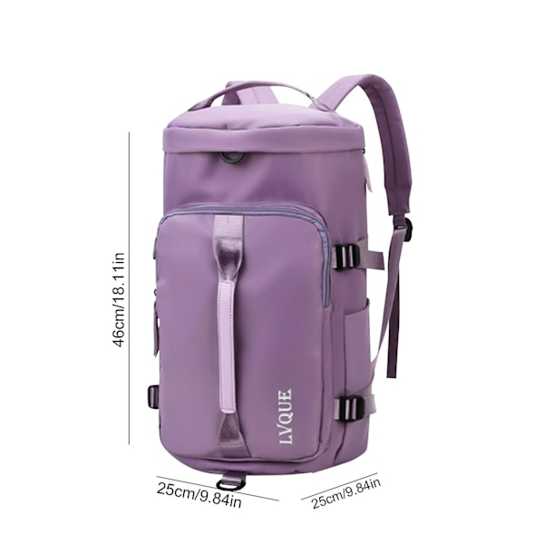 Gym Bag for Kvinner Sports Duffel Bag Reise Ryggsekk Weekend Overnight Bag med Sko-rom Purple