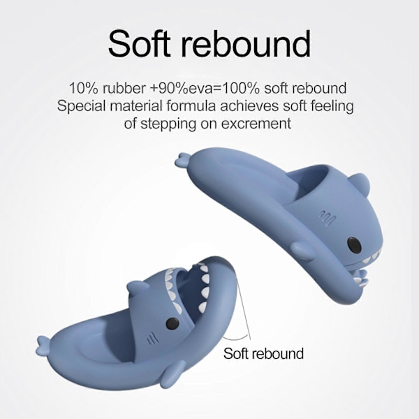Shark Slides Børn Voksen Kvinder Mænd Shark Slippers - Cloud Shark Slide Badesandaler Unisex Pude Hjemmesko, 100% Nye grey 38-39