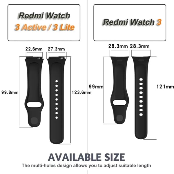 Håndleddsrem for Xiaomi Redmi Watch 3 Myk silikon erstatningsrem Fargerem for Redmi Watch3 aktivt armbånd 2