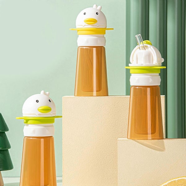 Silikon Vannflaske Adapter Tut Topplokk for Småbarn og Barn Erstatning Sikker Vannflaske Toppdeksel Gul med stropp Yellow with strap