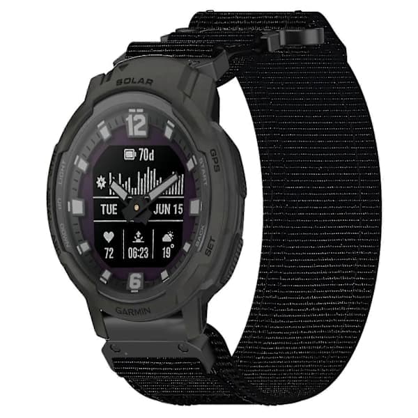 22 mm nylon urrem til Garmin Instinct Crossover Solar Black Black