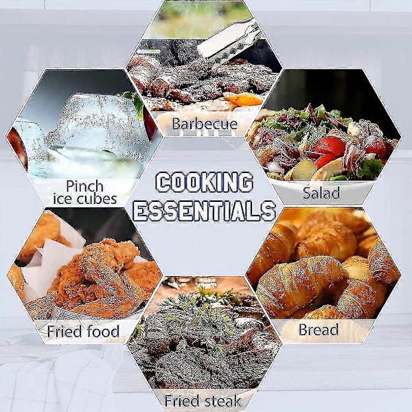 Tangs til Isbøtte, Rustfrit Stål Madserveringstangs, Med Klo Greb Tænder Til Isblokke Sukkerklodser Bar Hotel Hjem & Køkken (sølv)[hsf] 430material 8inches