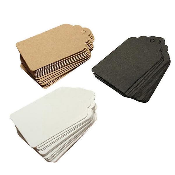 100 st 5x3 cm Kraftpapper Hänglapp Förpackningsetikett DIY Bröllopsfest Presentdekoration White