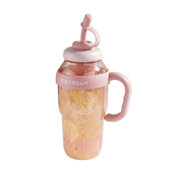 1300ML Vattenflaska med Handtag Lock Sugrör Läckagesäker Drickmugg BPA-Fri Värmebeständig Portabel 1300ML Pink