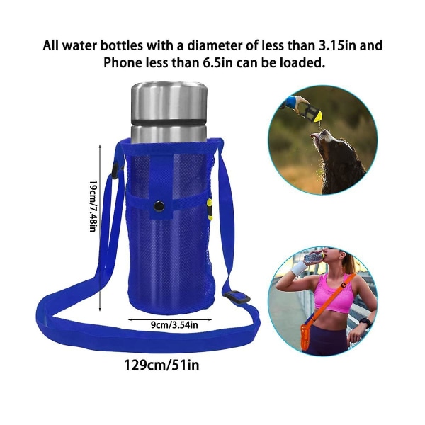 3 stk vandflaskeholder, bærbar flasketaske Vandflaskebærertaske med justerbar skulderrem Vandflaskehylster