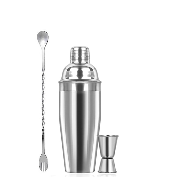 3-delt Barverktøysett i rustfritt stål, 750 ml Shaker, Blandeskje, Jigger