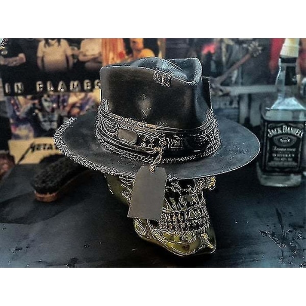 Trendy Cowboy Hat, Cowboy Hat til mænd Punk Style Western Cowboy Hat Skull Hat Fast