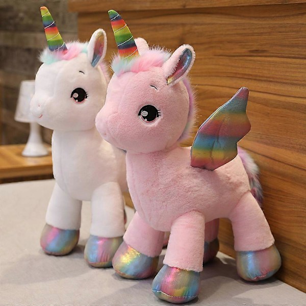 1 st 40CM Fantastisk Enhörning Plyschleksak Regnbåge Med Vingar Fylld Unicornio Dockleksak för Flicka Barn Födelsedagspresent Kudde 40CM white