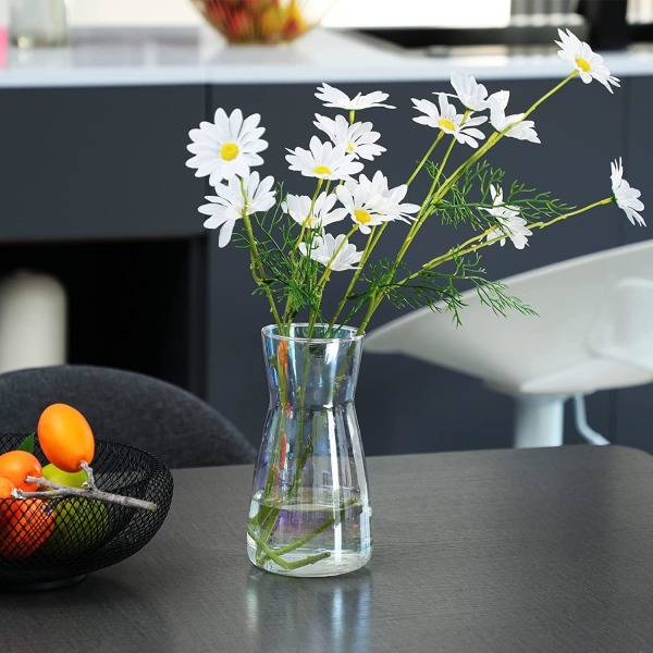Kvalitets klart dekorativt glas blomstervase - rustik boligindretning til moderne bondehus, ideel hylde, bord- og entréindretning, patenteret design, skinnende
