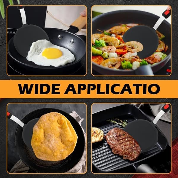 Silikonpannekakespatel, brede silikonpannekakefinner, med forlenget håndtak, varmebestandig spatel, non-stick.