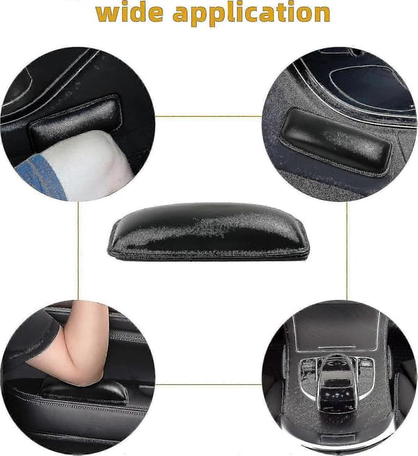 2 st Bil Mittkonsol Knä Ben Armbåge Kudde, Universal Mjukt Läder Auto Armstöd Knäskydd Black