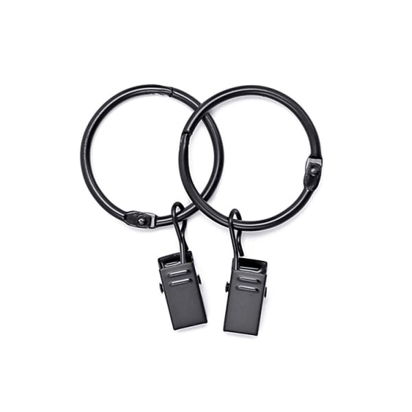 Sæt med 20 gardinklips 3,0 mm x 25 mm Sort