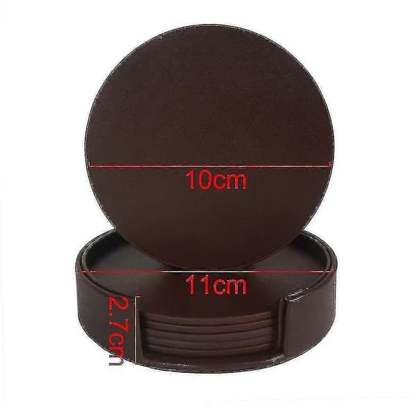Læder coasters spildbeskyttelse til bord skrivebord holdbar og skridsikker læder coaster passer almindelig - brown