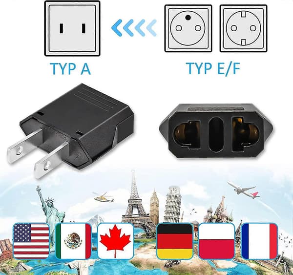 Frankrig til USA Stikadapter, 5 stk. Rejseadapter Canada Amerikansk Stikadapter, Frankrig International Adapter Mexico Stik