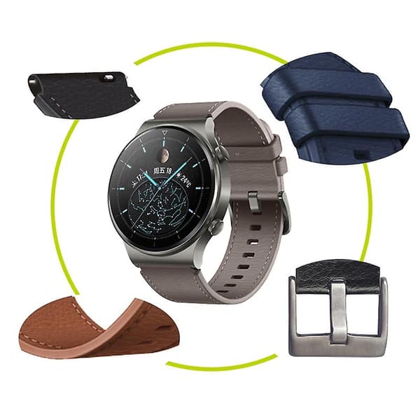 Lærreim til Huawei Watch GT2 Pro Grey